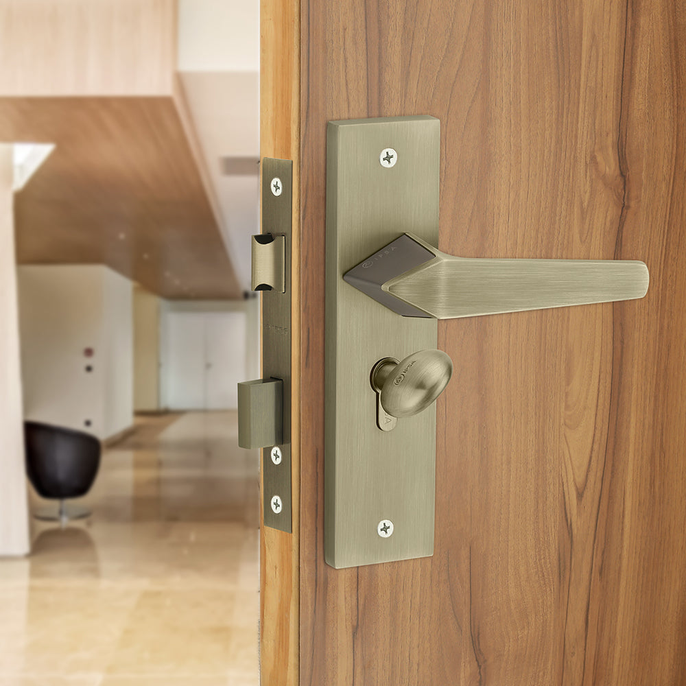 IPSA Peru Iris Handle Series on 8" Plate CYS Lockset with 60mm Coin and Knob - Matte Antique Finish MAB